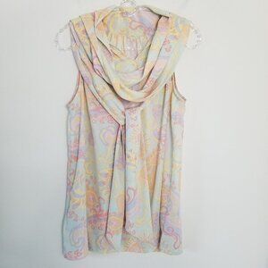 Brooks Brothers Size 8 Neck Tie Top Blouse Paisley Pastel Coastal Mature Boho
